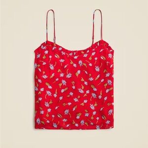 Ruffle-trim camisole in brushed daisy-print chiffon